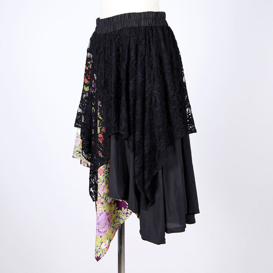 [One-of-a-kind item] TKg Vintage Kimono Four Seasons Flower Lace Skirt