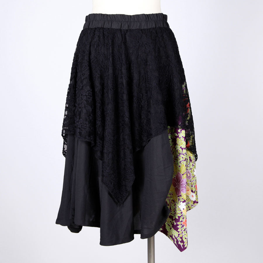 [One-of-a-kind item] TKg Vintage Kimono Four Seasons Flower Lace Skirt