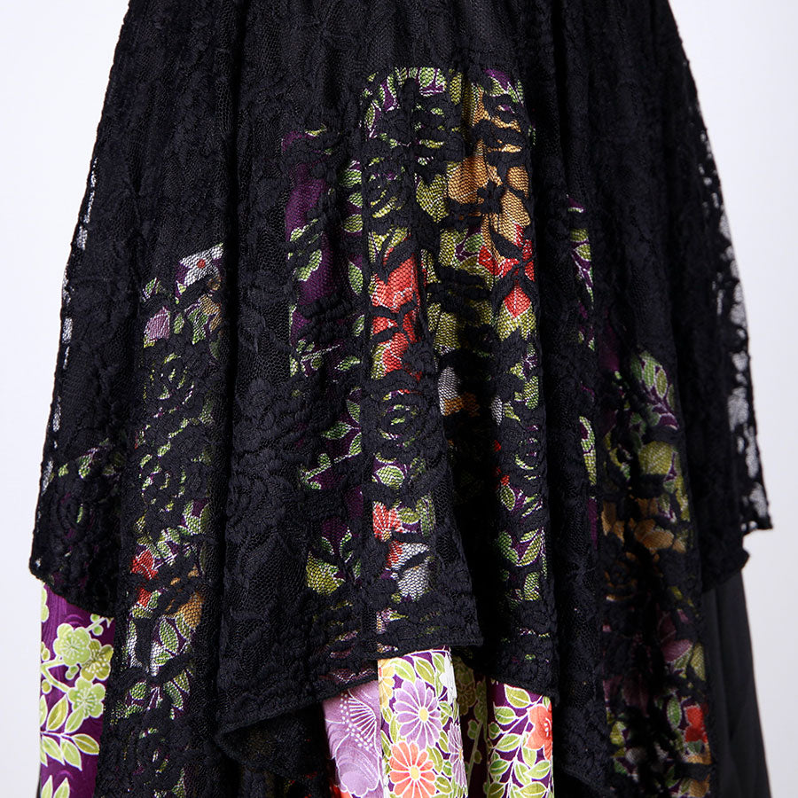 [One-of-a-kind item] TKg Vintage Kimono Four Seasons Flower Lace Skirt