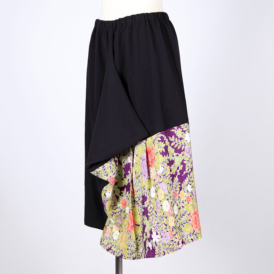 [One-of-a-kind item] TKg Vintage Kimono Four Seasons Flower Asymmetric Switching Skirt