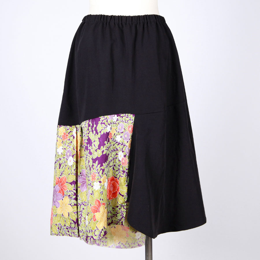 [One-of-a-kind item] TKg Vintage Kimono Four Seasons Flower Asymmetric Switching Skirt