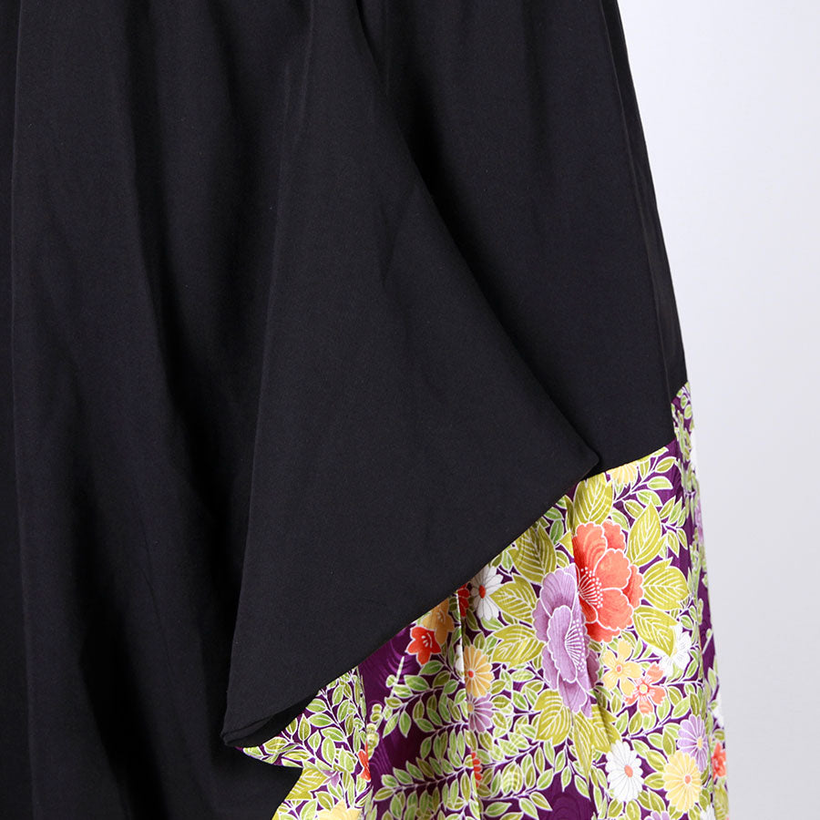 [One-of-a-kind item] TKg Vintage Kimono Four Seasons Flower Asymmetric Switching Skirt