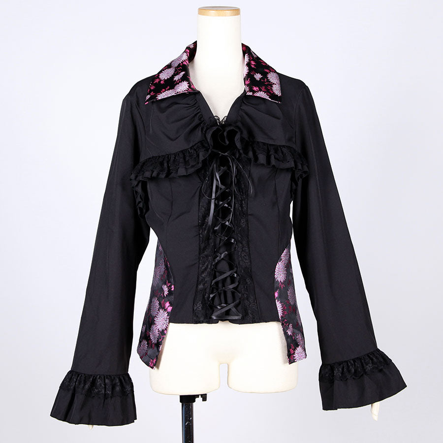 [One-of-a-kind item] TKg Kinran Chrysanthemum  Lace-up Blouse