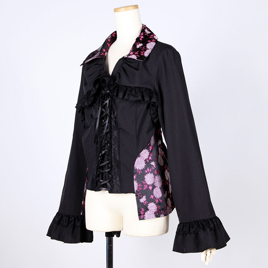 [One-of-a-kind item] TKg Kinran Chrysanthemum  Lace-up Blouse