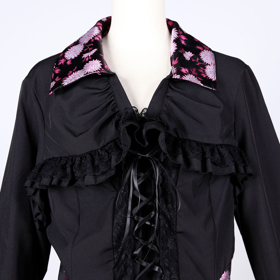 [One-of-a-kind item] TKg Kinran Chrysanthemum  Lace-up Blouse