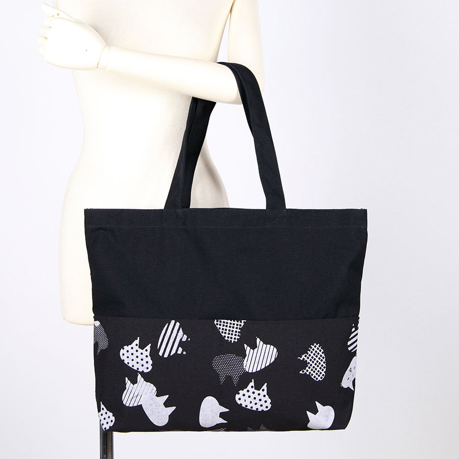 MINT NeKO Switching Canvas Tote Bag / BK-WH