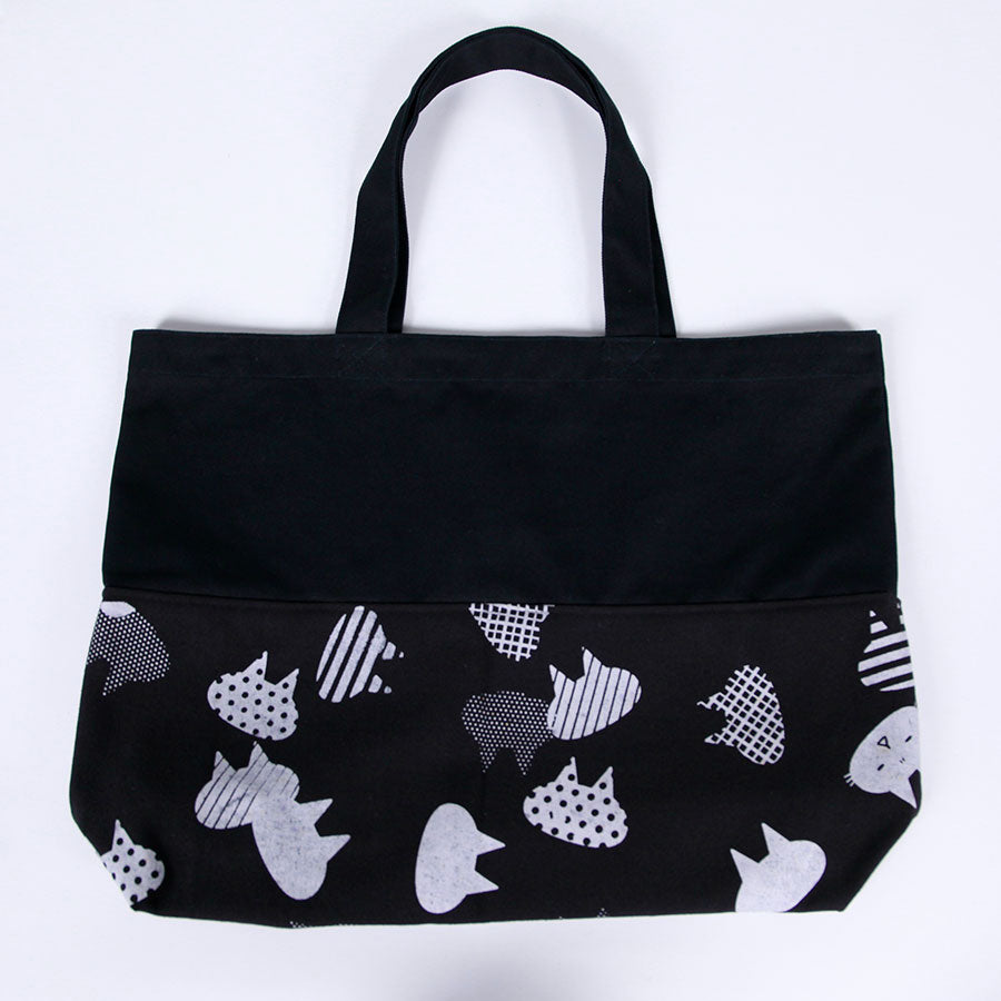 MINT NeKO Switching Canvas Tote Bag / BK-WH
