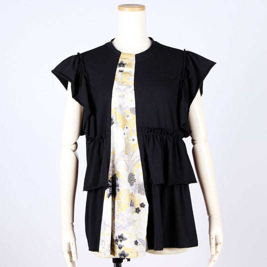 [One-of-a-kind item] TKg Black Peony Gathered Tops