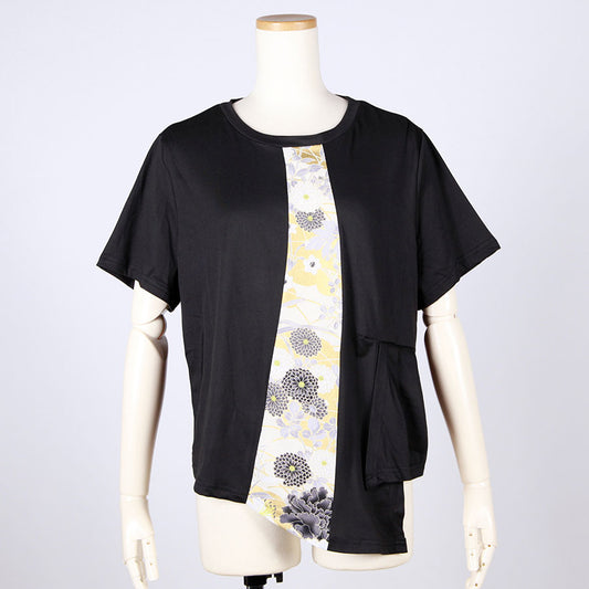 [One-of-a-kind item] TKg Black Peony Front Switching Tops