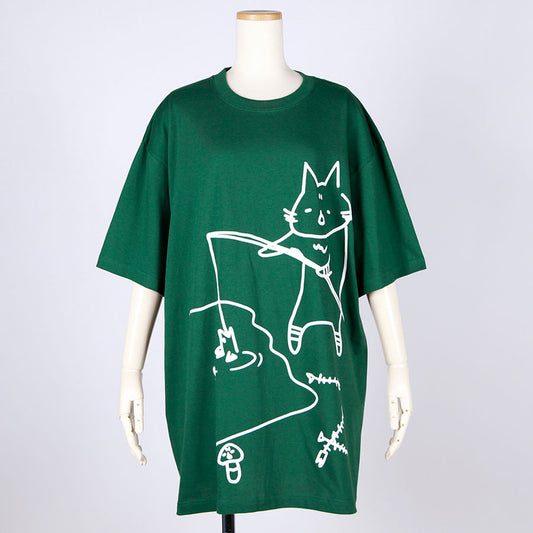 MINT NeKO Fishing BIG T-shirt / GRN-WH