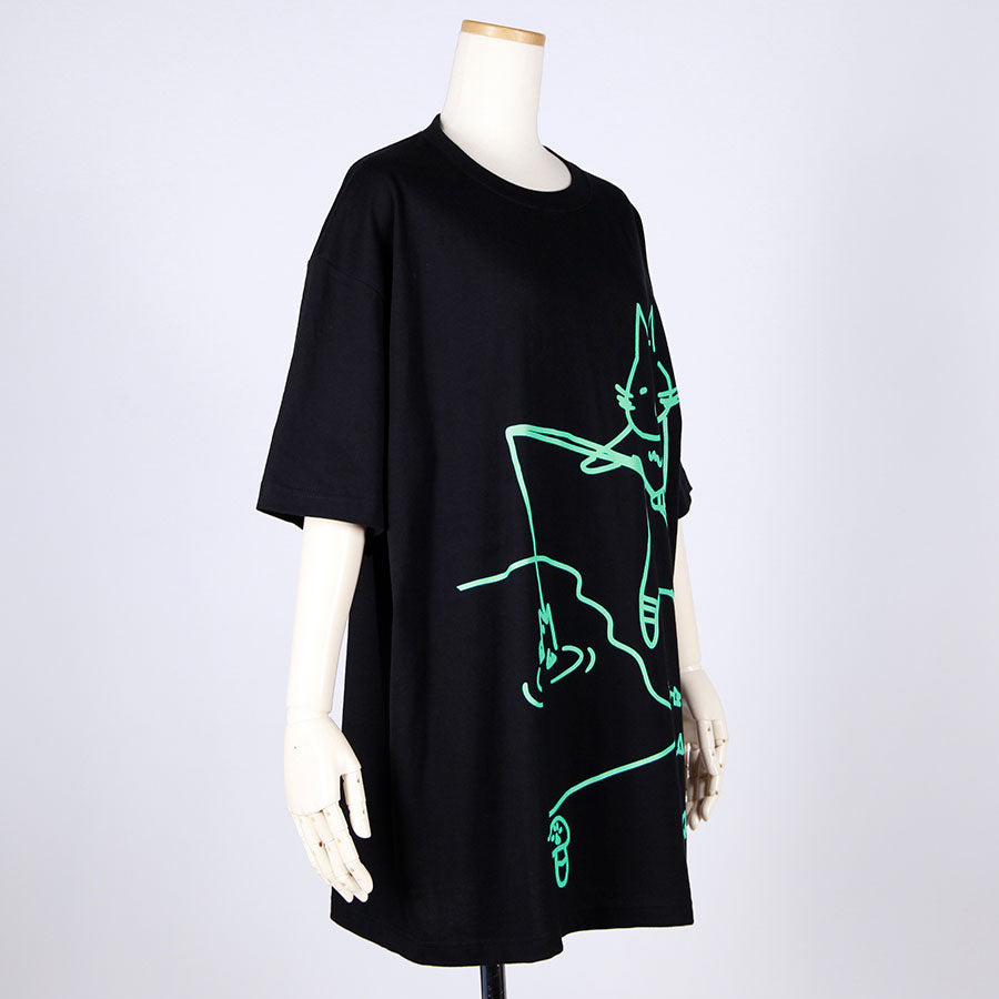 MINT NeKO Fishing BIG T-shirt / BK-GRN
