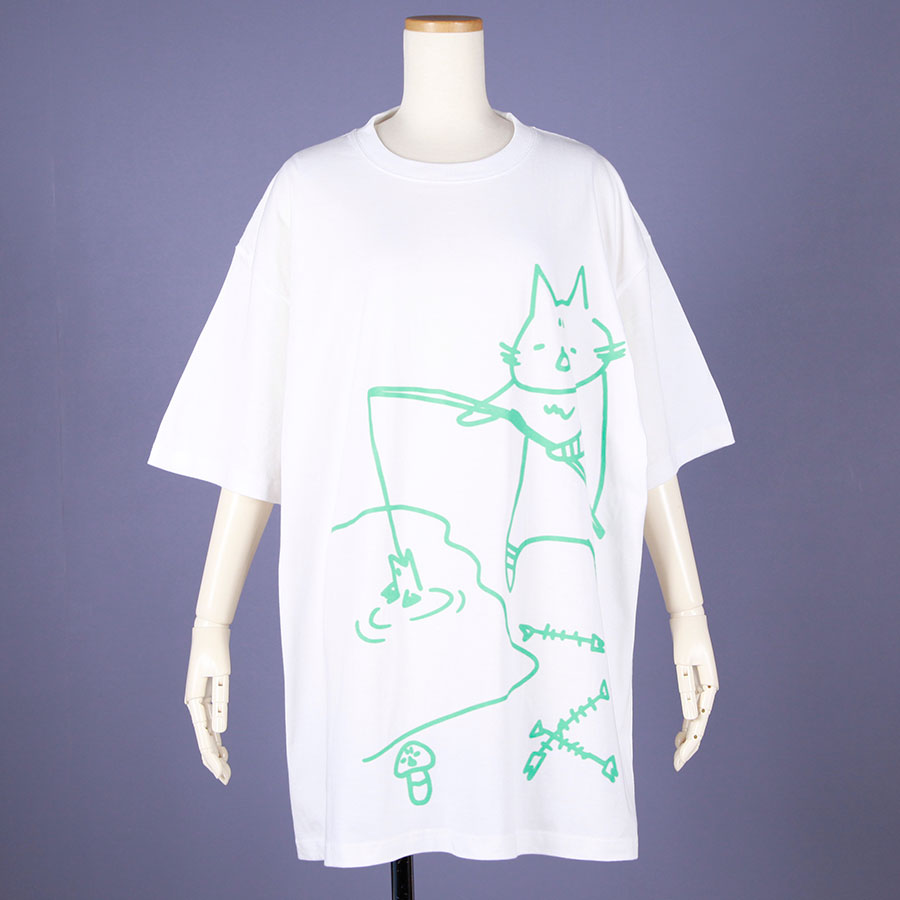 MINT NeKO Fishing BIG T-shirt / WH-GRN