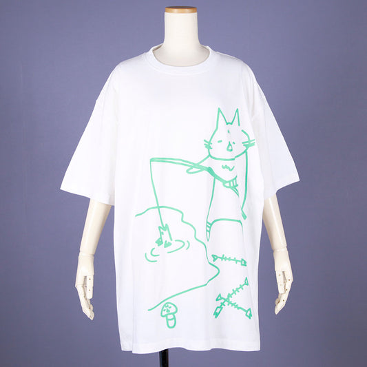 MINT NeKO Fishing BIG T-shirt / WH-GRN