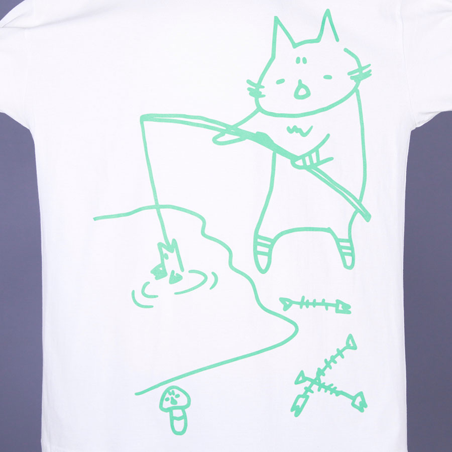 MINT NeKO Fishing BIG T-shirt / WH-GRN