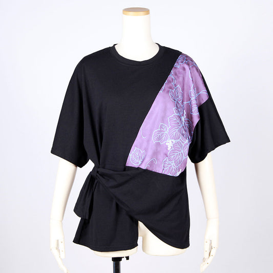 [One-of-a-kind item] TKg Vintage Kimono Grape Pattern Waist Tie Tops