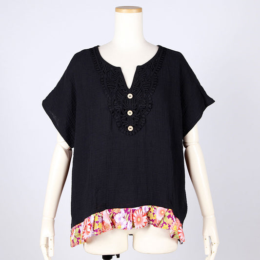[One-of-a-kind item] TKg A Profusion of Flowers Lace Collar Tops