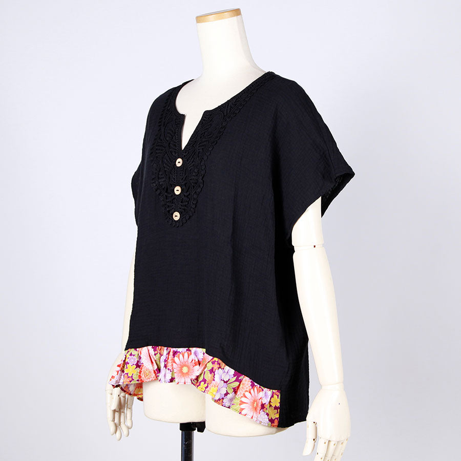 [One-of-a-kind item] TKg A Profusion of Flowers Lace Collar Tops