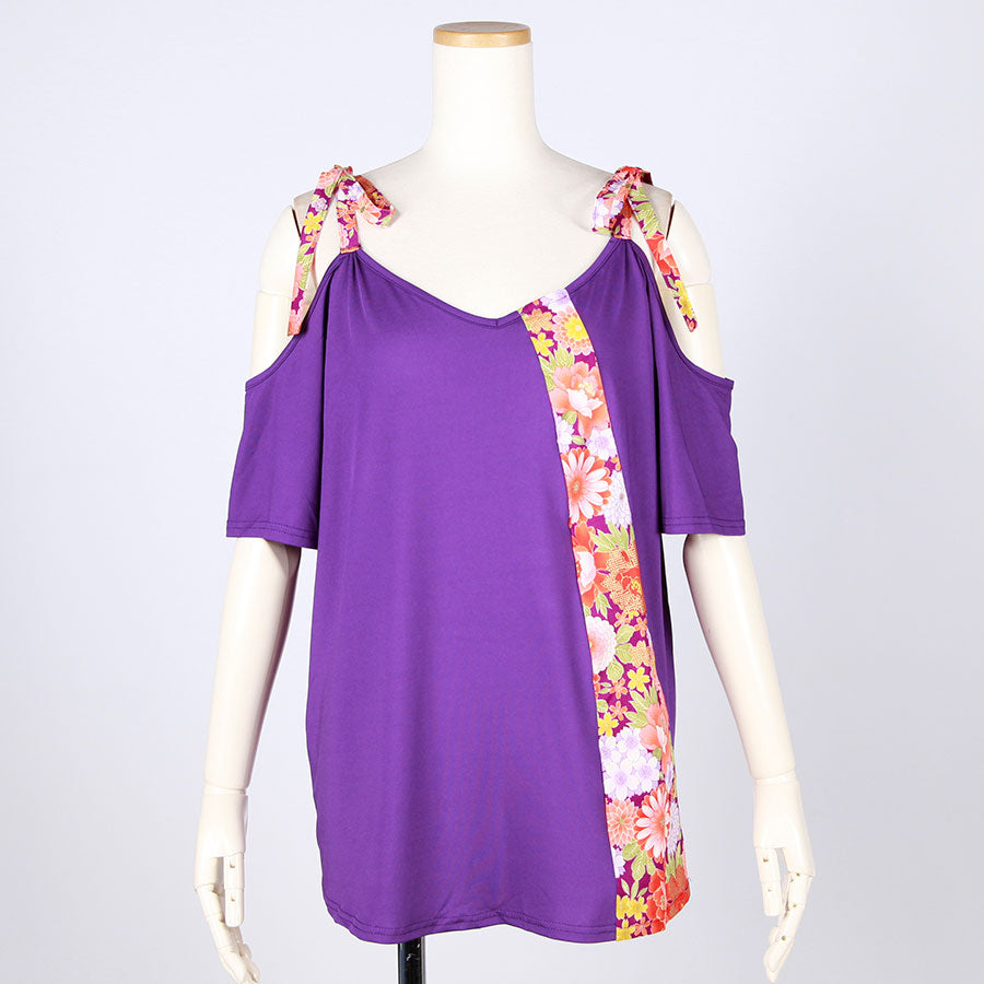 [One-of-a-kind item] TKg A Profusion of Flowers Open Shoulder Tops