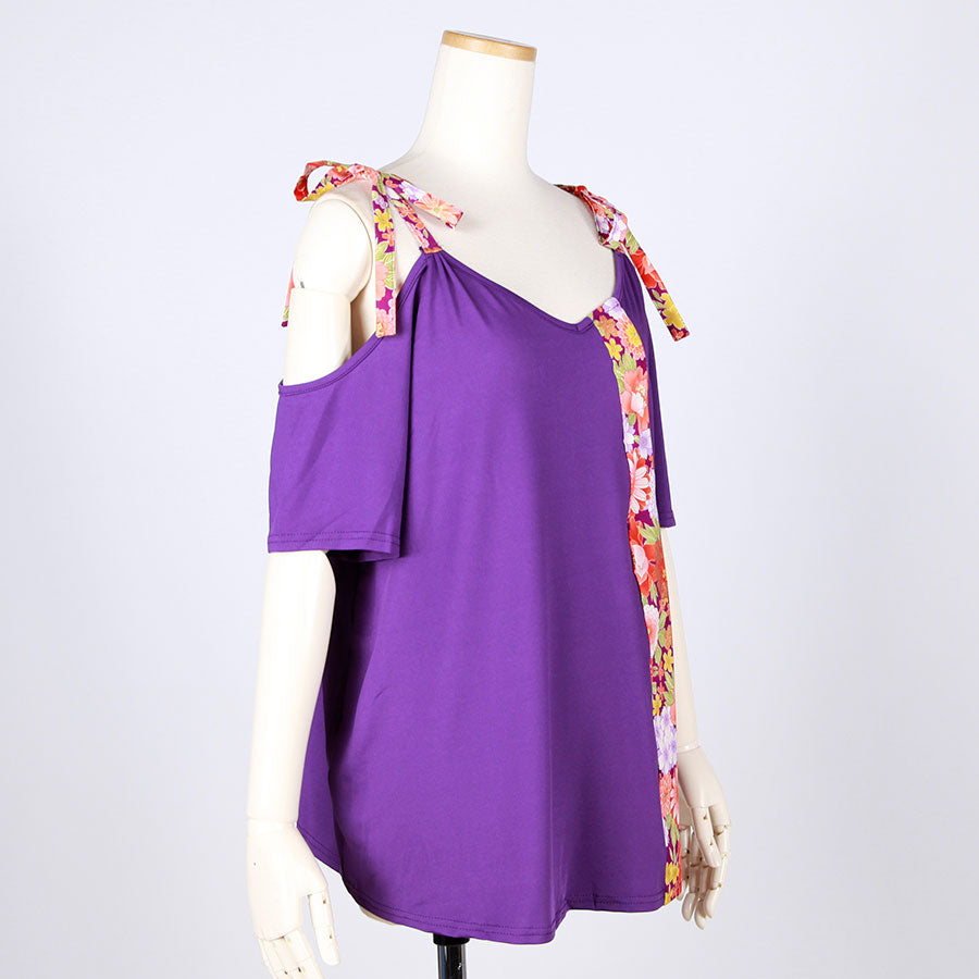 [One-of-a-kind item] TKg A Profusion of Flowers Open Shoulder Tops