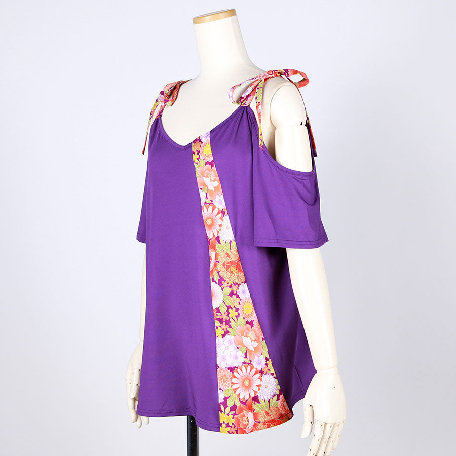 [One-of-a-kind item] TKg A Profusion of Flowers Open Shoulder Tops
