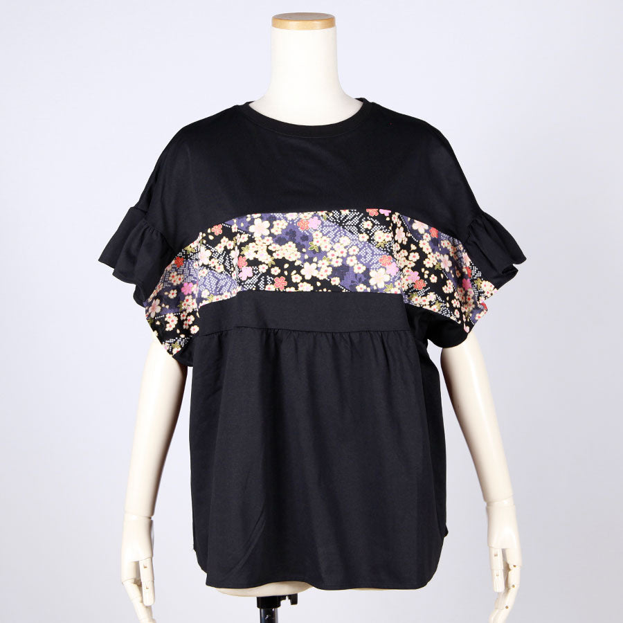 【一点物】TKg 斜行桜 フリル袖トップス