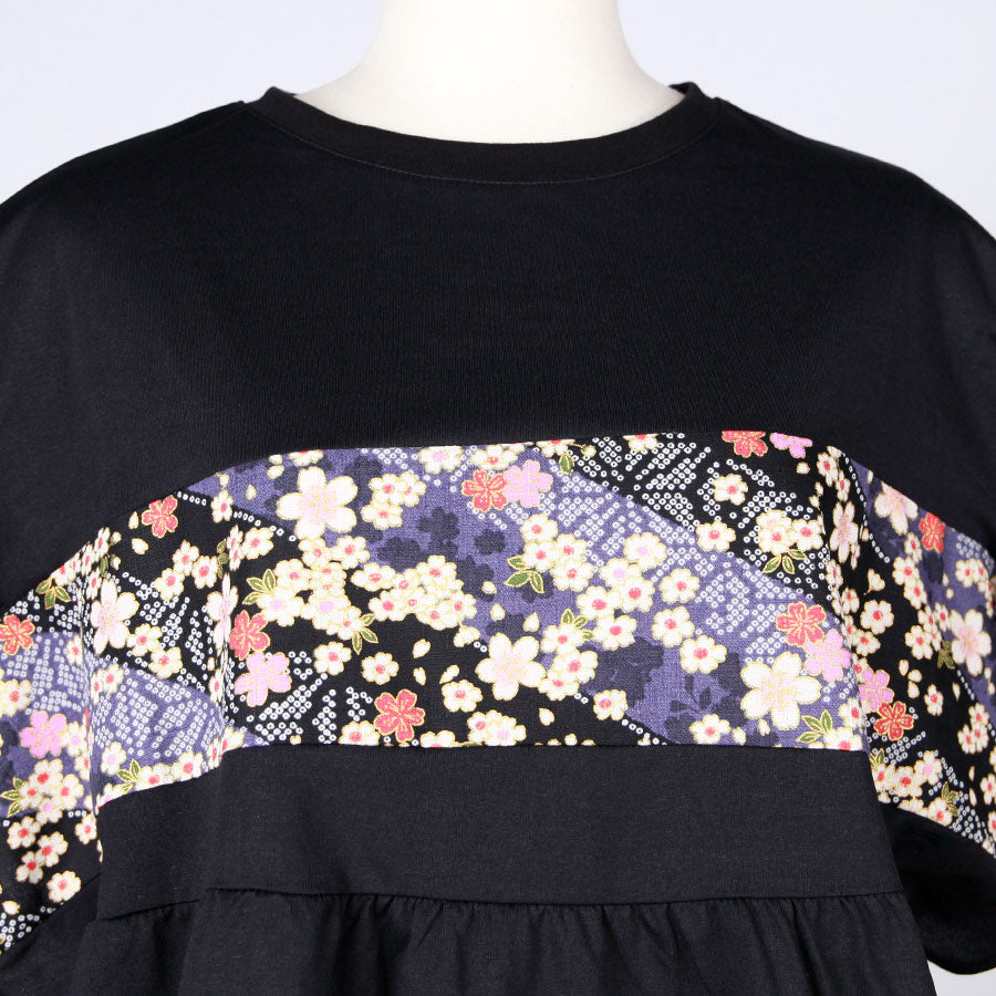 【一点物】TKg 斜行桜 フリル袖トップス