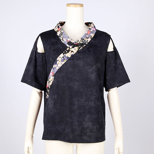 [One-of-a-kind item] TKg Oblique Cherry Blossom Unevenly Dyed Tops
