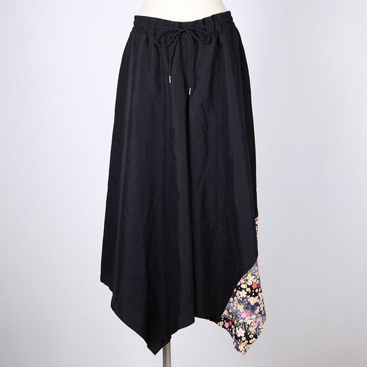 [One-of-a-kind item] TKg oblique cherry blossom asymmetric hem pants