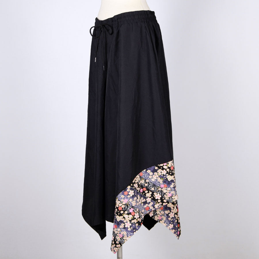 【一点物】TKg 斜行桜 アシンメトリーヘムパンツ