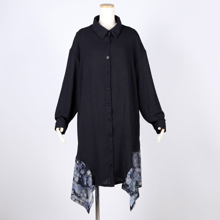 gouk fluttering long shirt / BK-NV
