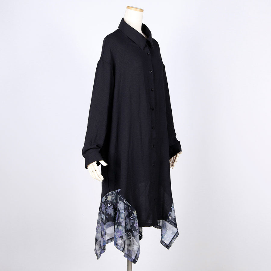 gouk fluttering long shirt / BK-NV
