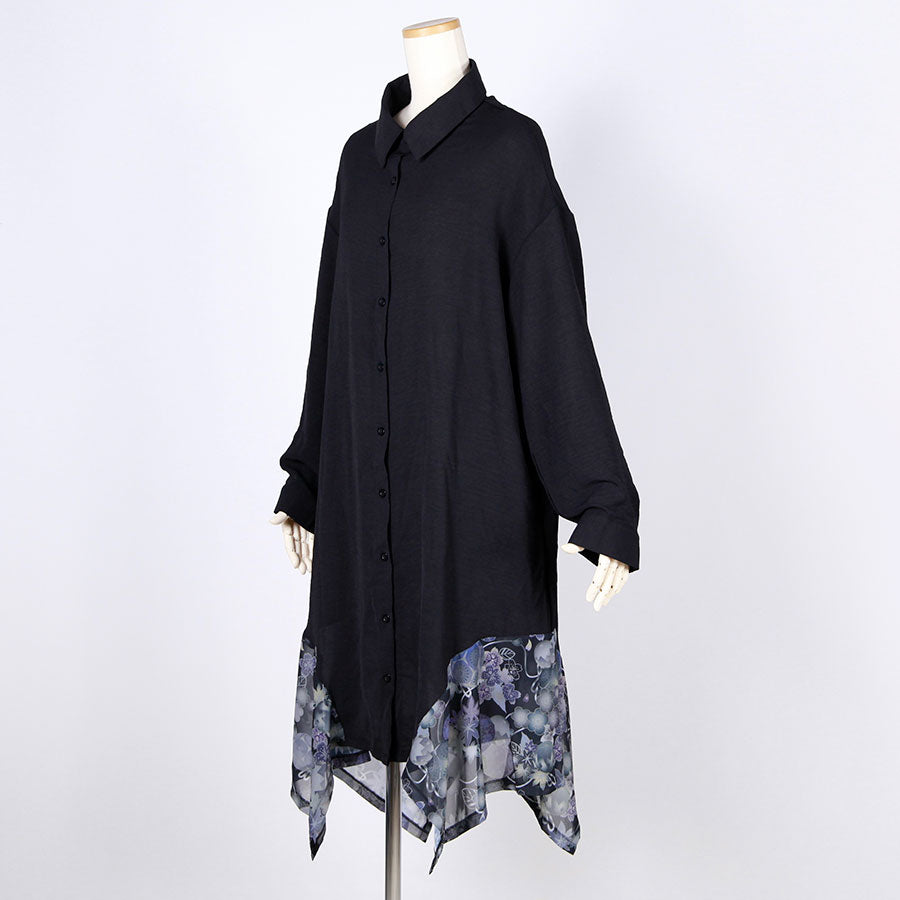 gouk fluttering long shirt / BK-NV