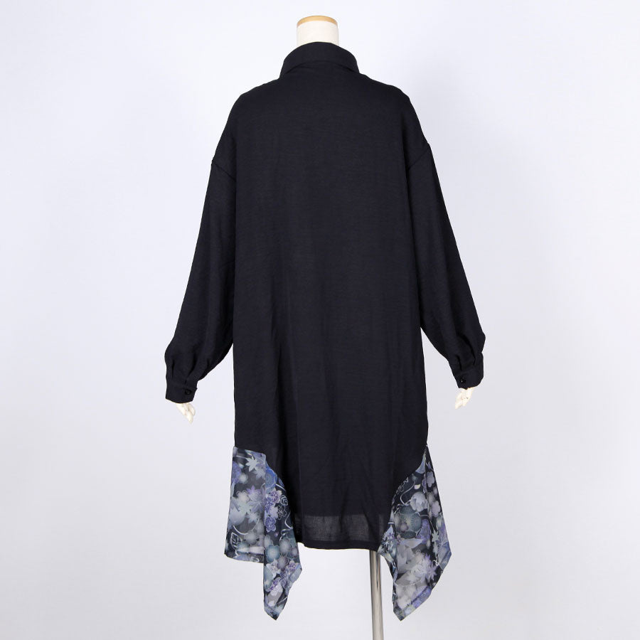 gouk fluttering long shirt / BK-NV