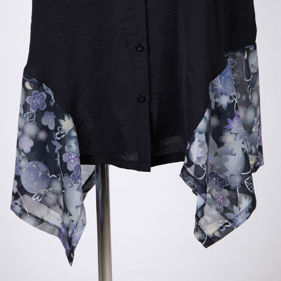 gouk fluttering long shirt / BK-NV