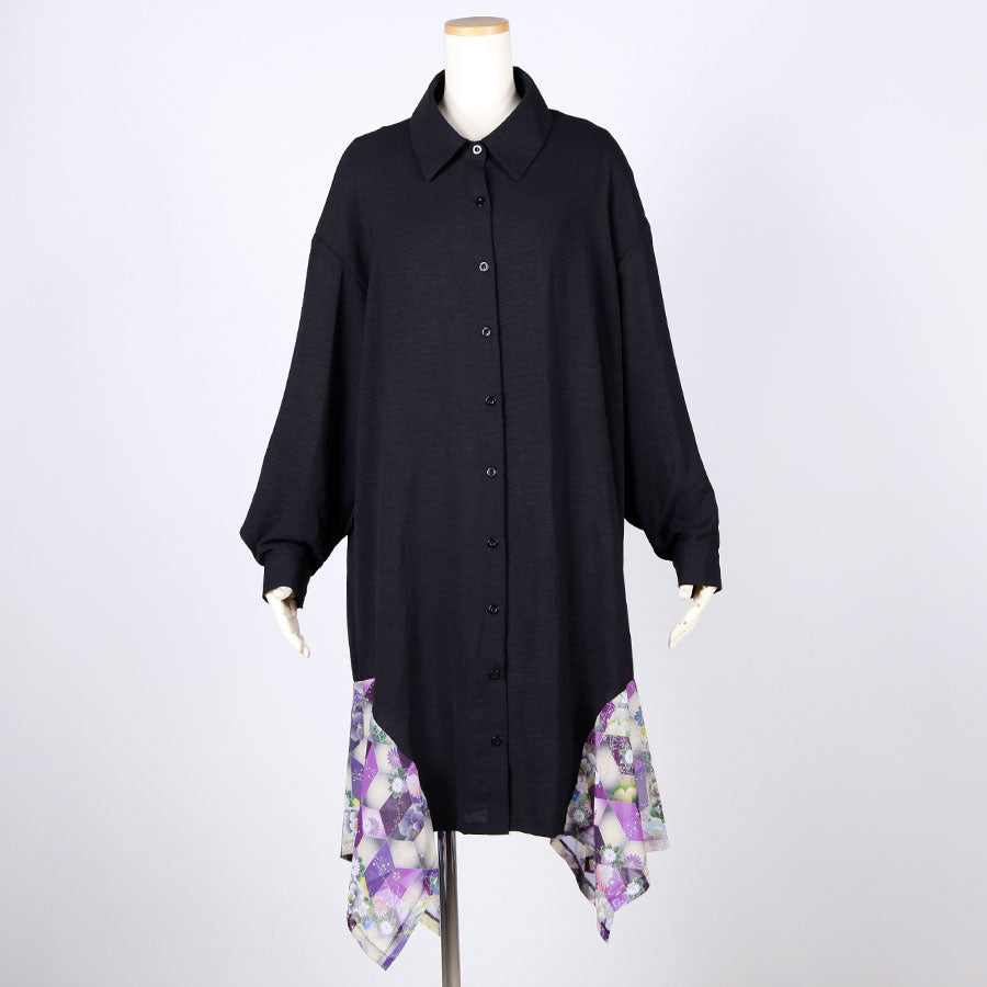 gouk fluttering long shirt / BK-PUR