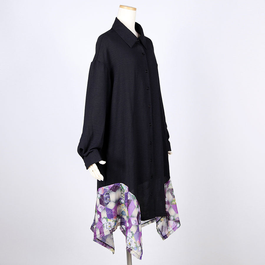 gouk fluttering long shirt / BK-PUR