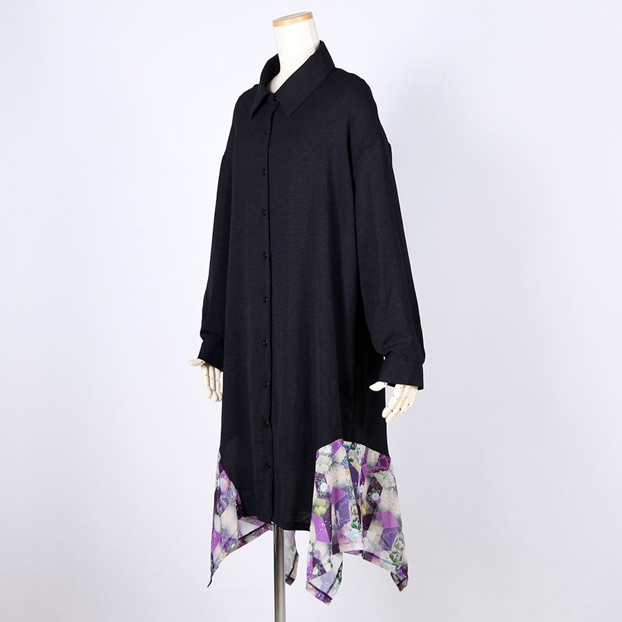 gouk fluttering long shirt / BK-PUR