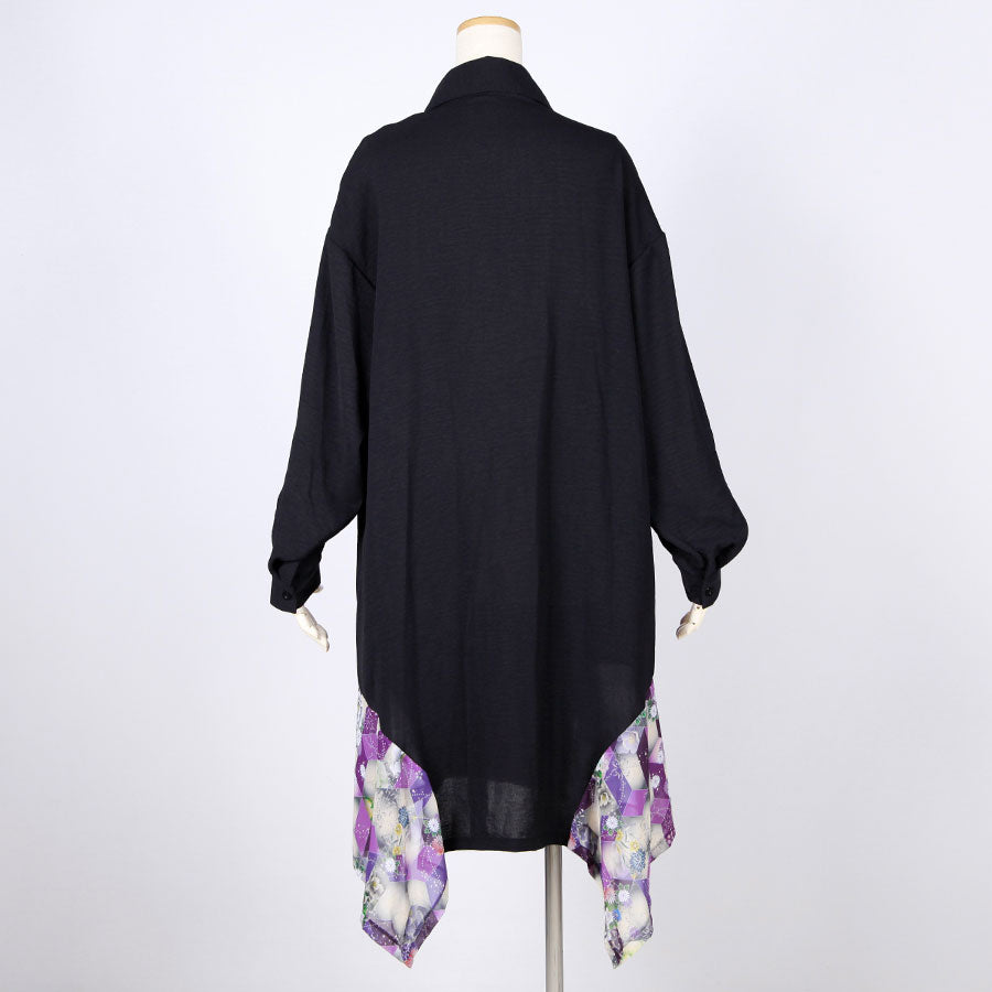 gouk fluttering long shirt / BK-PUR