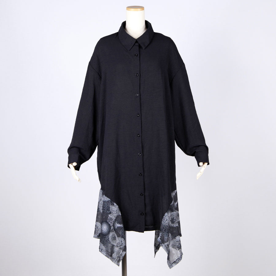 gouk fluttering long shirt / BK-GY