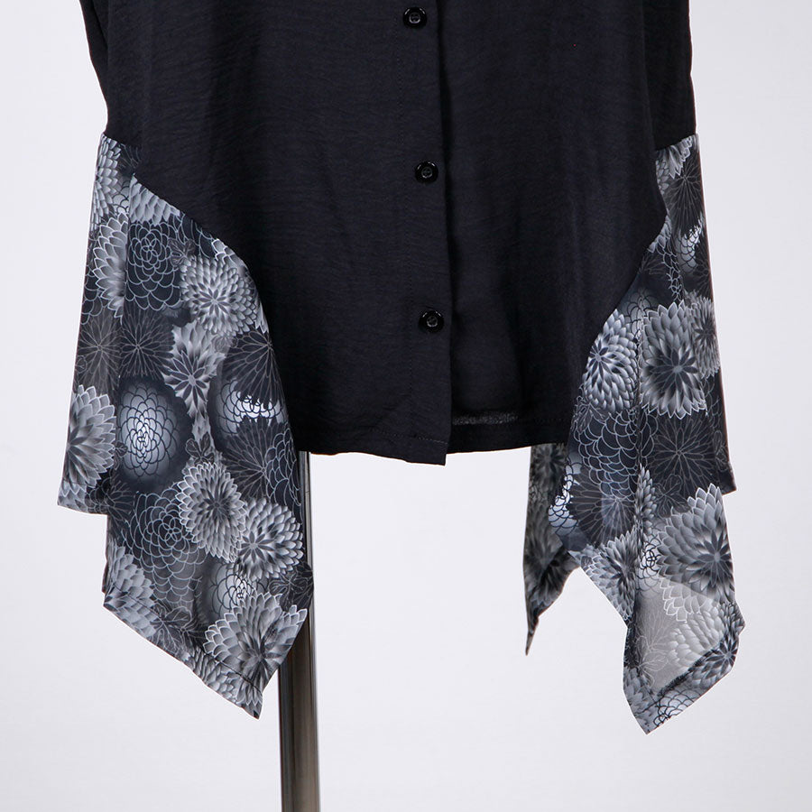 gouk fluttering long shirt / BK-GY