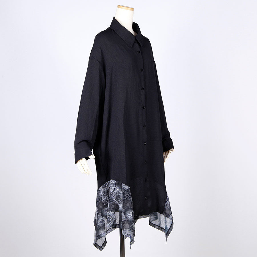 gouk fluttering long shirt / BK-GY