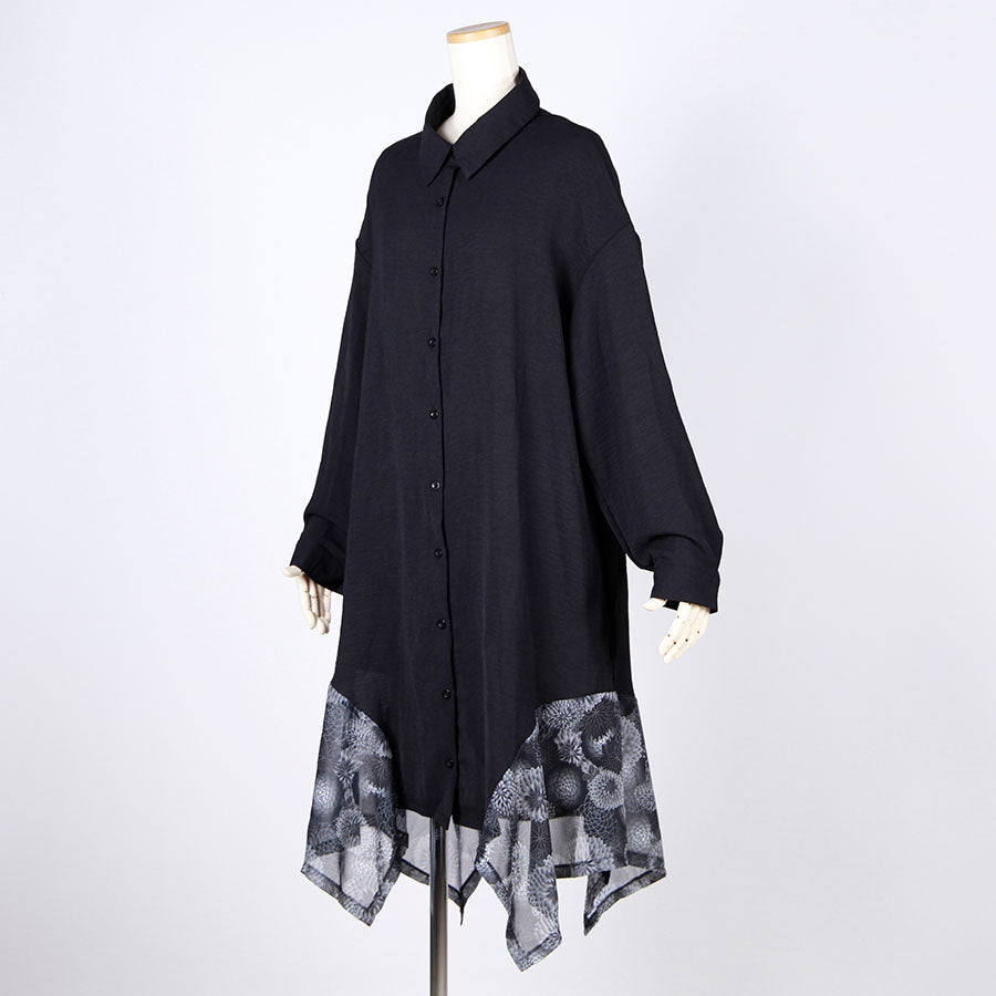gouk fluttering long shirt / BK-GY
