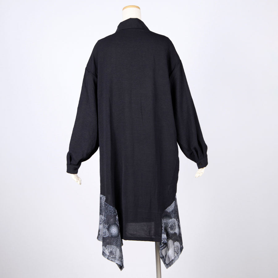gouk fluttering long shirt / BK-GY