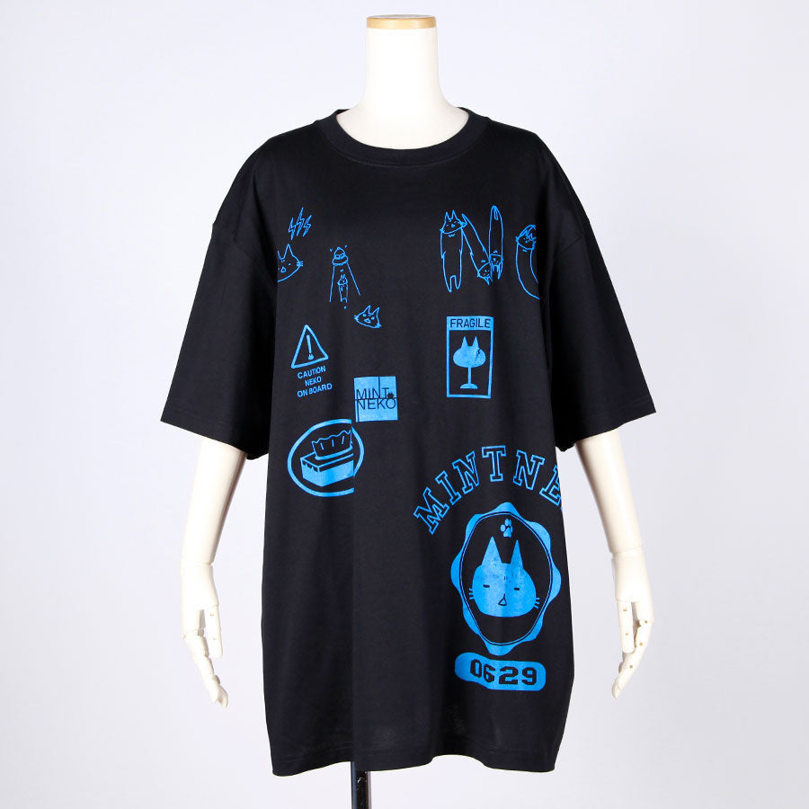 MINT NeKO Dry Cool Big T-shirt / BK-BL