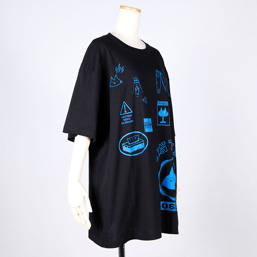 MINT NeKO Dry Cool Big T-shirt / BK-BL