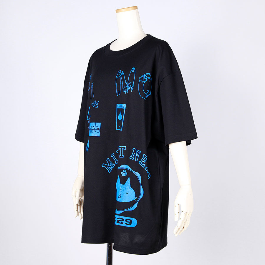 MINT NeKO Dry Cool Big T-shirt / BK-BL