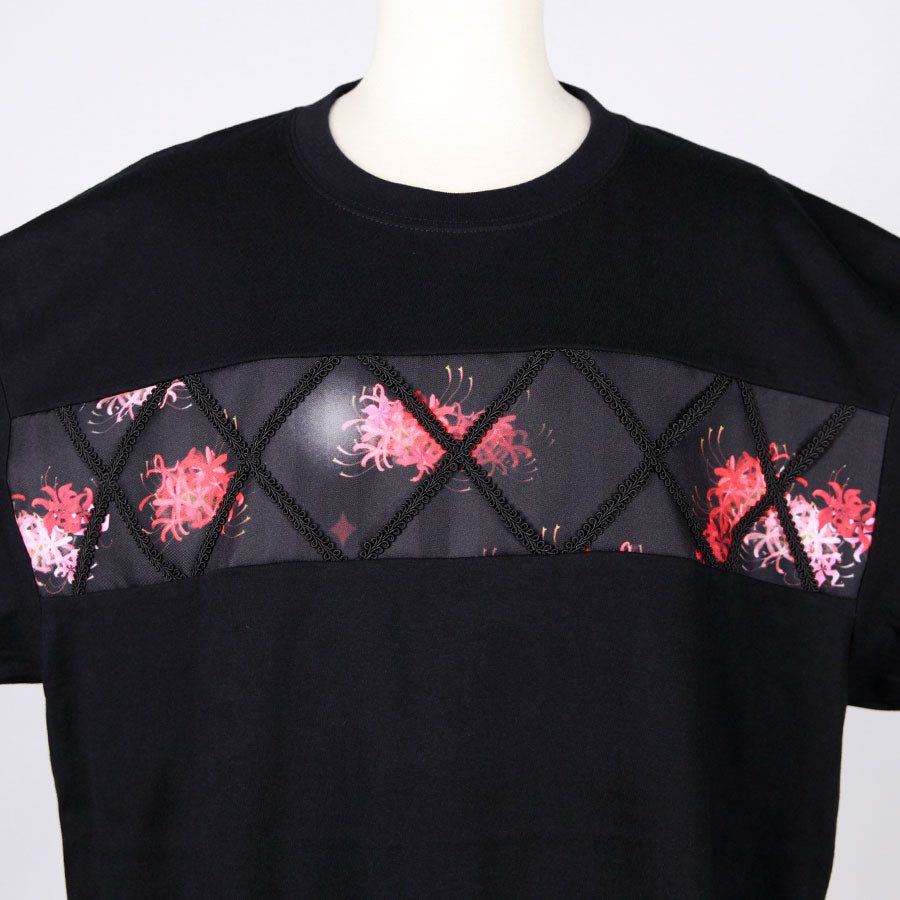モリグチカ 籠の中の和柄Tシャツ BK-RD