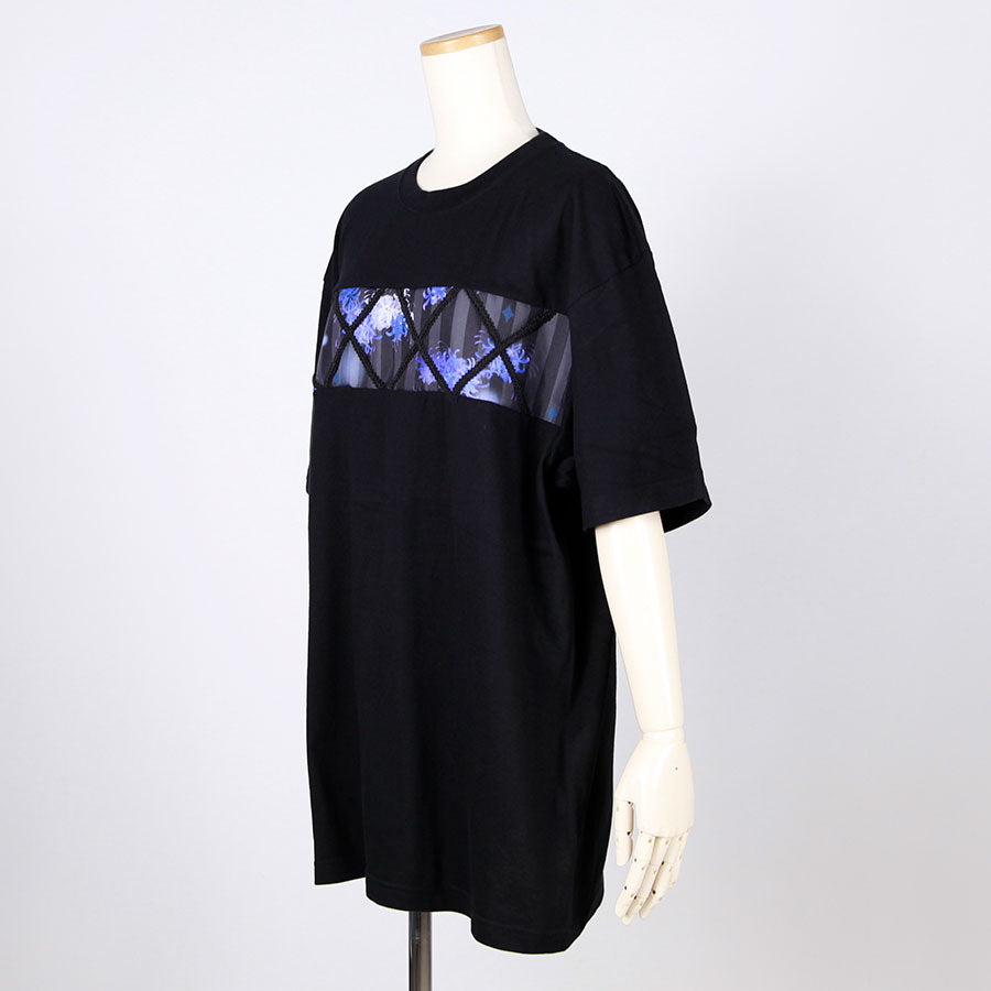 モリグチカ 籠の中の和柄Tシャツ BK-BL