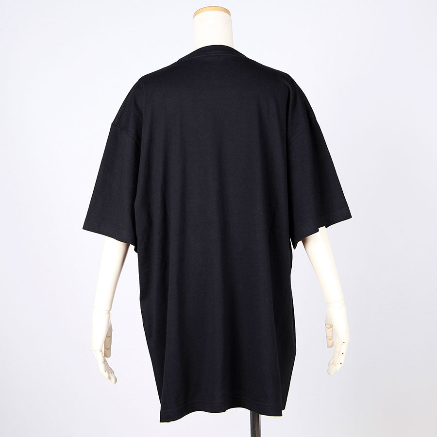MINT NeKO Zipper Print BIG T-shirt / BK-GY