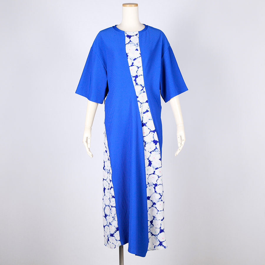 [One-of-a-kind item] TKg Vintage Kimono Blue Chrysanthemum Long Dress